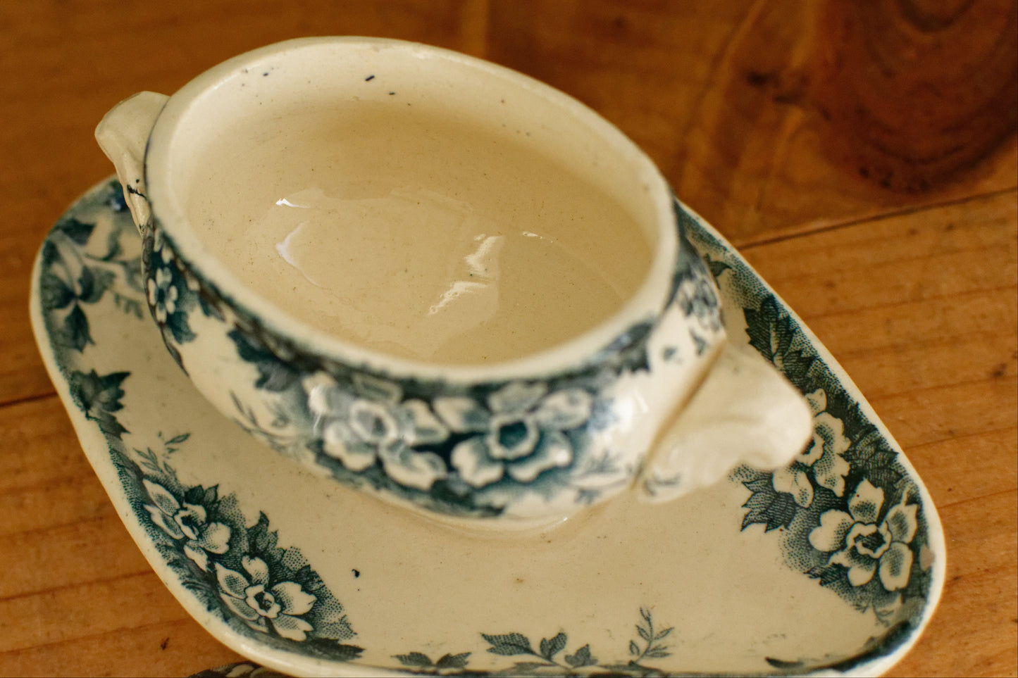 MARIE LOUISE motif Moulin des Loups & Hamage Nord French Antique Ironstone Blue Transferware Mustard Pot Jar Moutardier Terre de Fer Faience