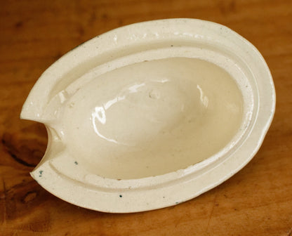 MARIE LOUISE motif Moulin des Loups & Hamage Nord French Antique Ironstone Blue Transferware Mustard Pot Jar Moutardier Terre de Fer Faience