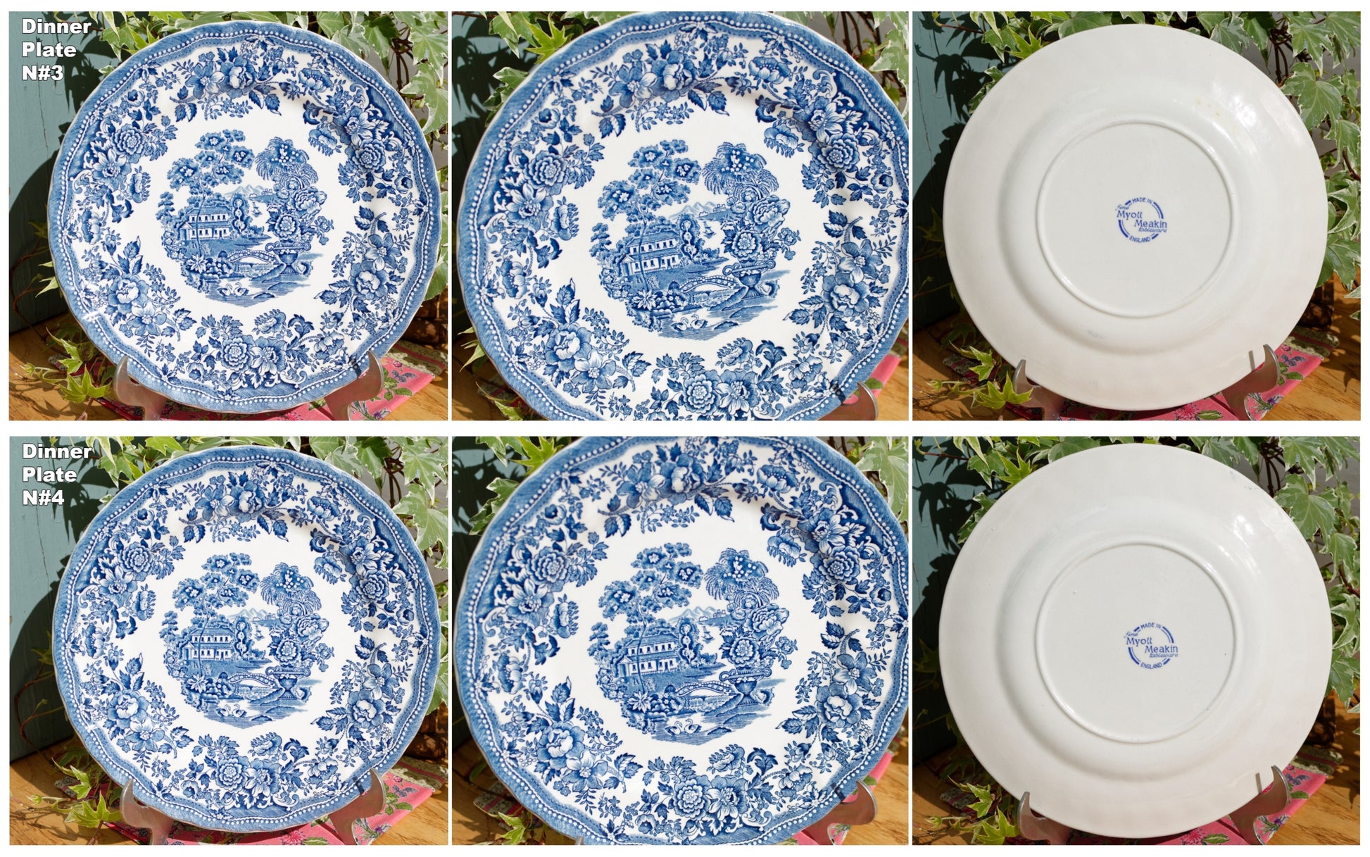 Fine MEAKIN Tableware Myott of Straffordhire English Vintage Ironstone Fine China Blue Transferware Dinner Plate Made in England