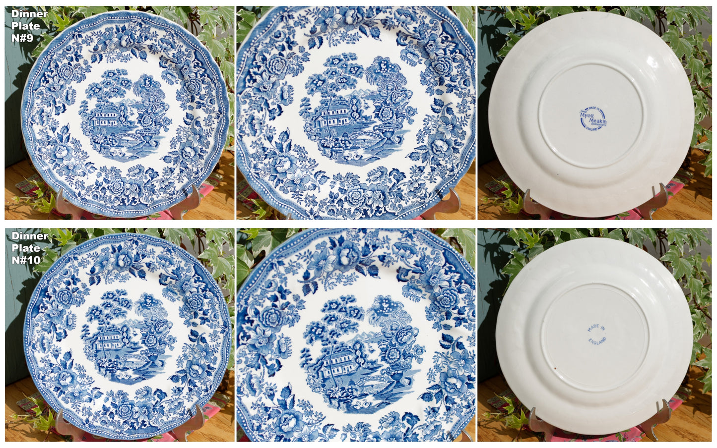 Fine MEAKIN Tableware Myott of Straffordhire English Vintage Ironstone Fine China Blue Transferware Dinner Plate Made in England