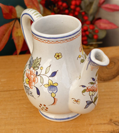 French Vintage MOUSTIERS Vieux Rouen Style Hand-Painted Faience Collectible Earthenware Covered Serving Piece & Small Pot ~ La Faience de Moustiers