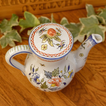French Vintage MOUSTIERS Vieux Rouen Style Hand-Painted Faience Collectible Earthenware Covered Serving Piece & Small Pot ~ La Faience de Moustiers