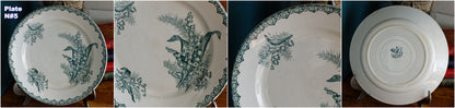 MUGUET Motif Ste Amandinoise French Antique Ironstone Green Transferware Salad Plate Terre de fer en Faience