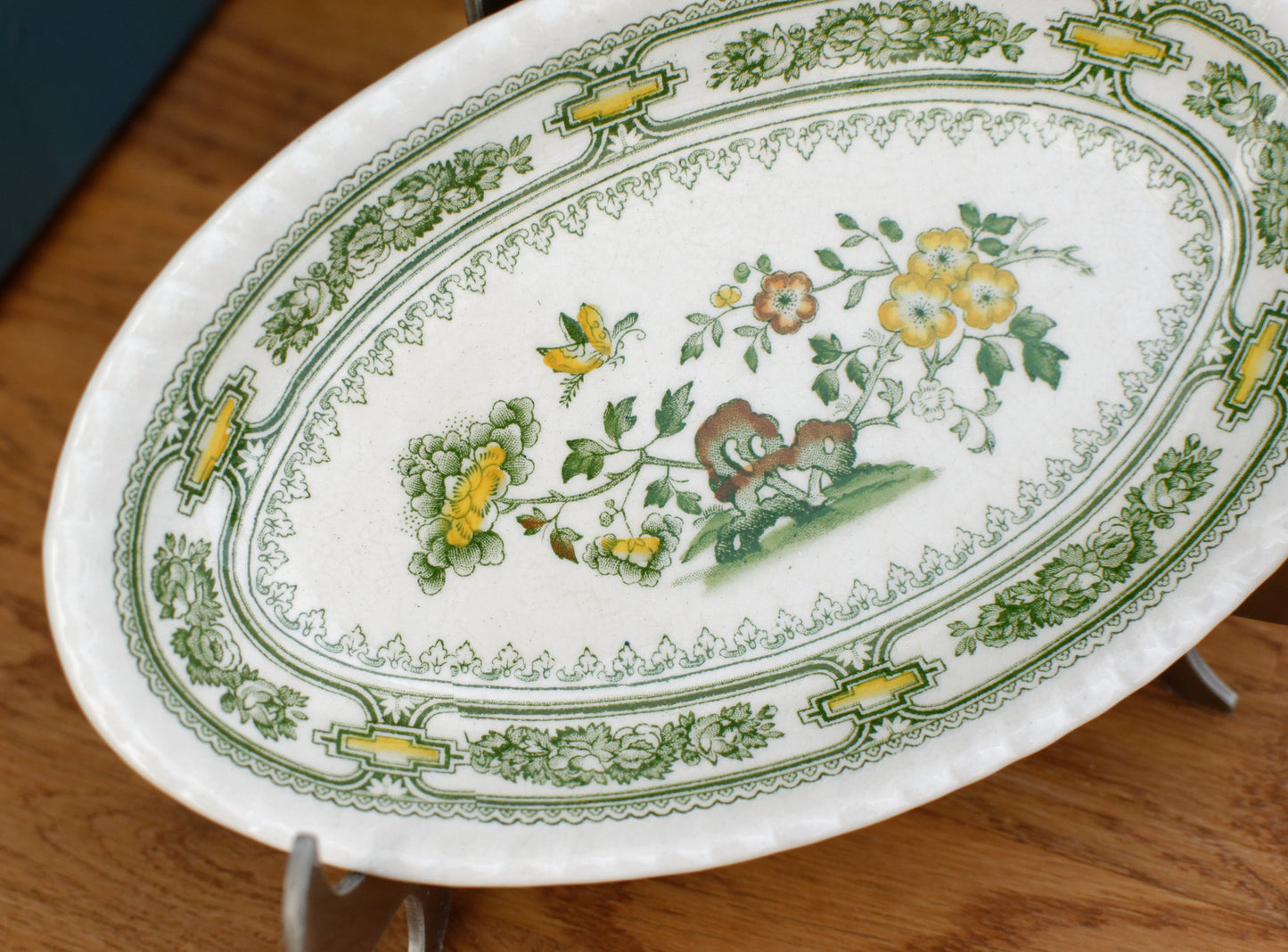 MANCHU MASON's Made in England English Vintage Patent Ironstone Porcelain Small Oval Serving Plate "Ravier" Terre de Fer en Faience