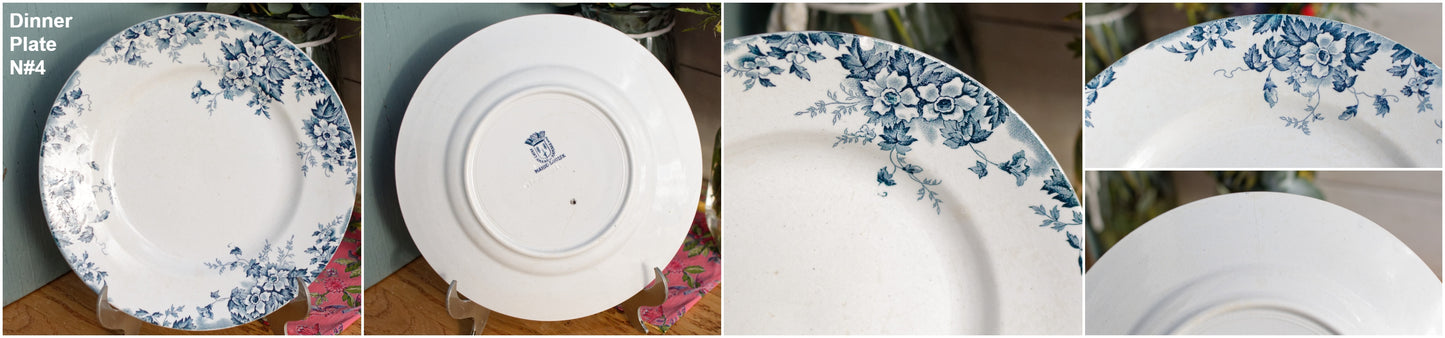 MARIE LOUISE motif Moulin des Loups & Hamage Nord French Antique Ironstone Blue Transferware Plate Terre de Fer