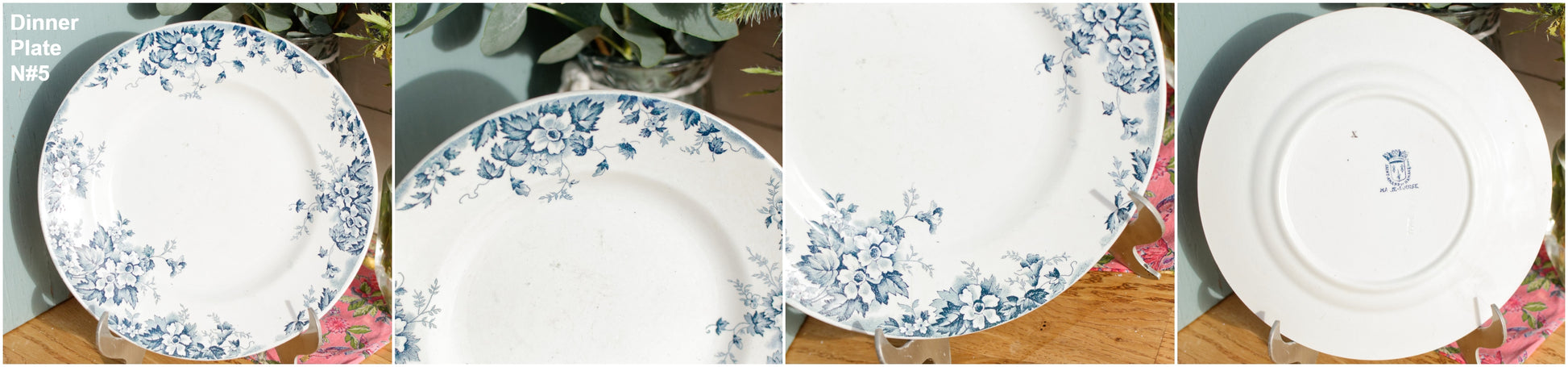 MARIE LOUISE motif Moulin des Loups & Hamage Nord French Antique Ironstone Blue Transferware Plate Terre de Fer