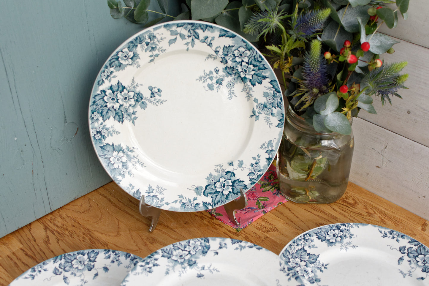 MARIE LOUISE motif Moulin des Loups & Hamage Nord French Antique Ironstone Blue Transferware Plate Terre de Fer