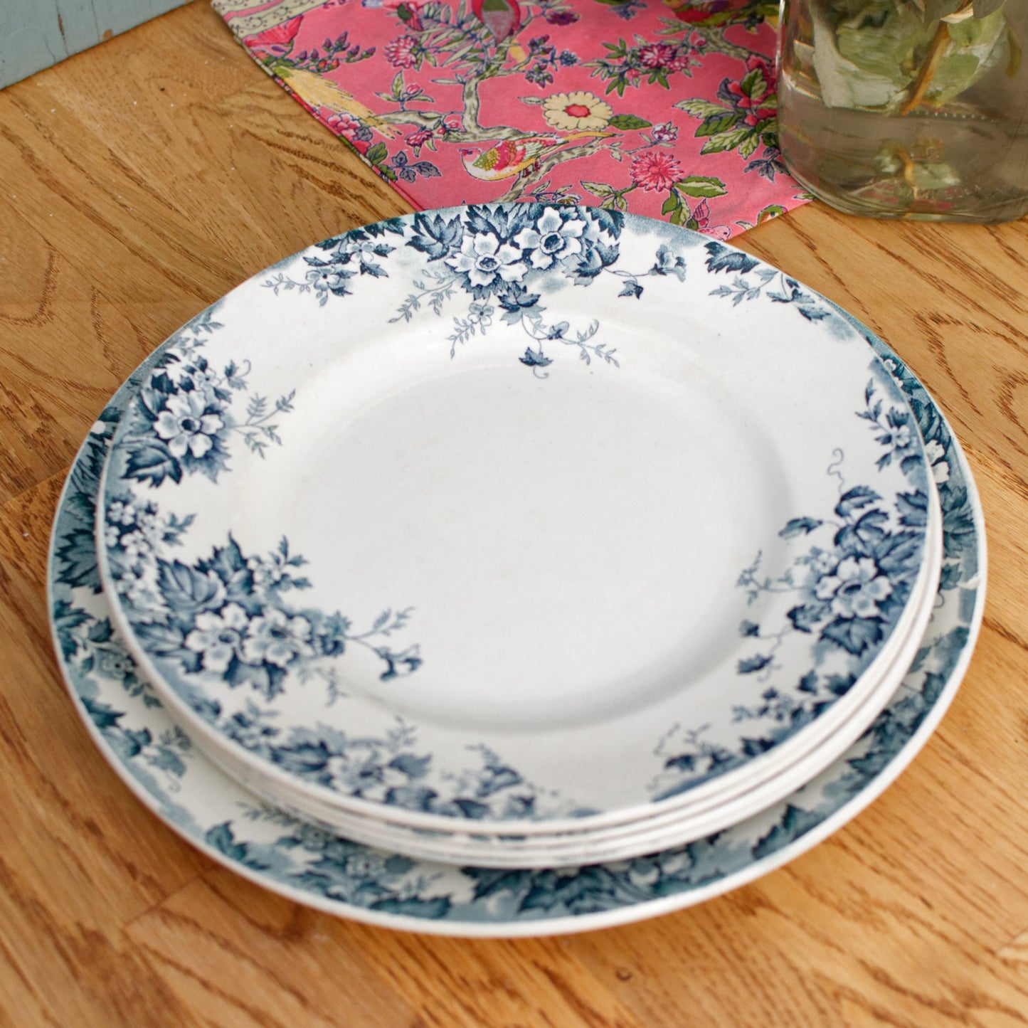 MARIE LOUISE motif Moulin des Loups & Hamage Nord French Antique Ironstone Blue Transferware Plate Terre de Fer