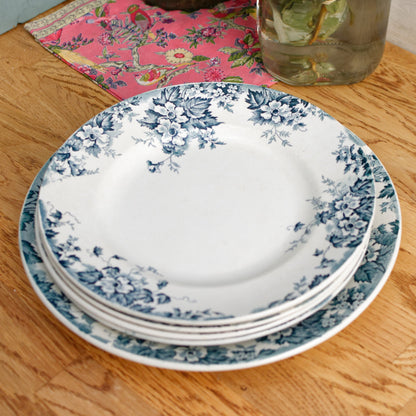 MARIE LOUISE motif Moulin des Loups & Hamage Nord  French Antique Ironstone Blue Transferware Plate Terre de Fer