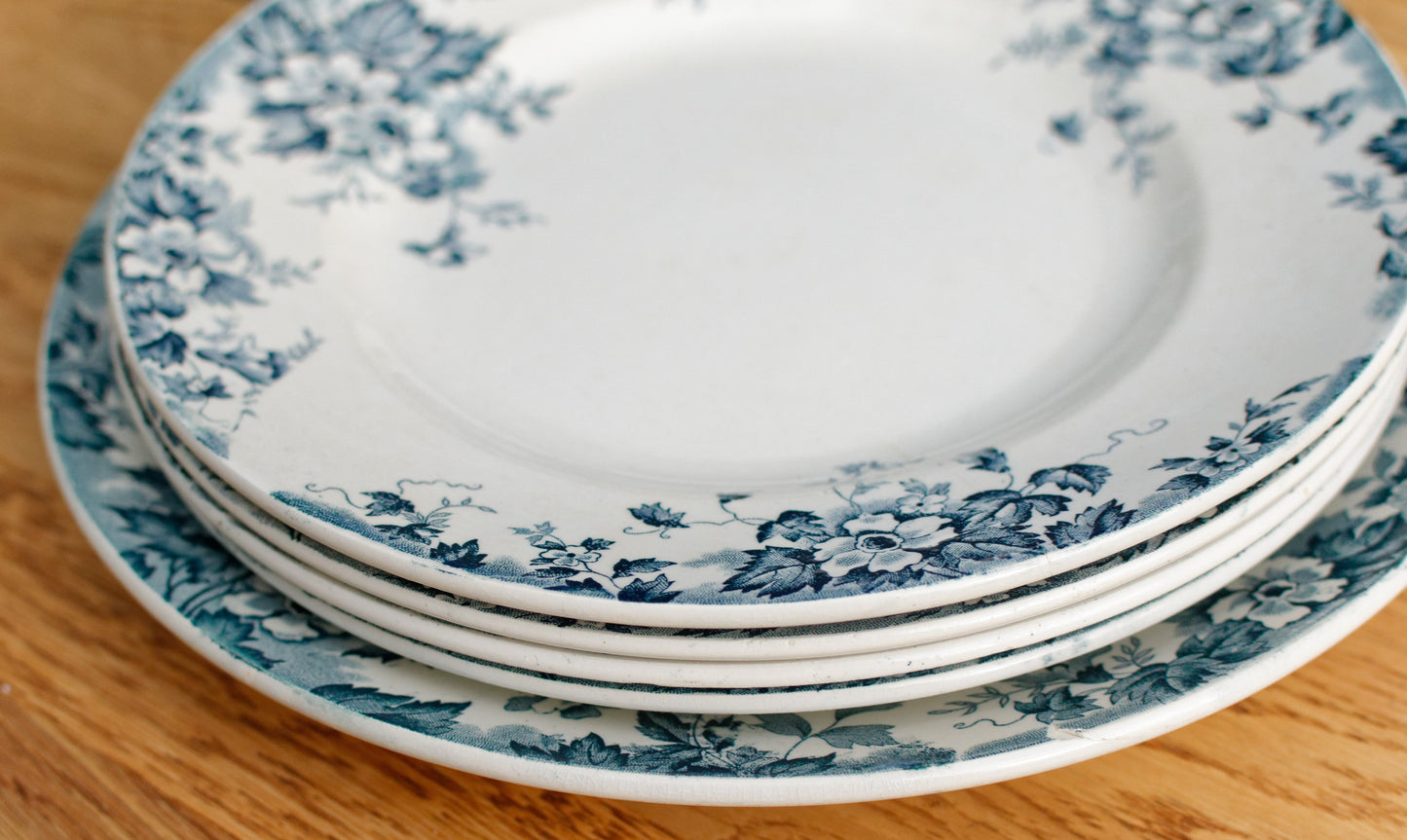 MARIE LOUISE motif Moulin des Loups & Hamage Nord French Antique Ironstone Blue Transferware Plate Terre de Fer