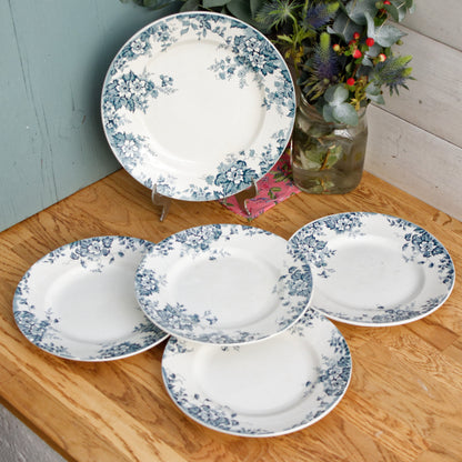 MARIE LOUISE motif Moulin des Loups & Hamage Nord French Antique Ironstone Blue Transferware Plate Terre de Fer