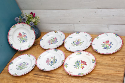 MARSEILLE LONGWY French Antique Ironstone Hand-Painted Floral Dinner Plate Terre de Fer Faience