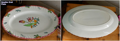 1920s ~ "MARSEILLE" LONGWY ~ French Antique Ironstone Hand-Painted Floral Polychrome Oval Serving Plate Platter "Plat Ovale" ~ Terre de Fer en Faience