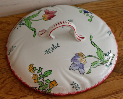 MARSEILLE Motif LONGWY French Antique Ironstone Hand-Painted Floral Polychrome Small Soup Tureen Soupiere Terre de Fer en Faience