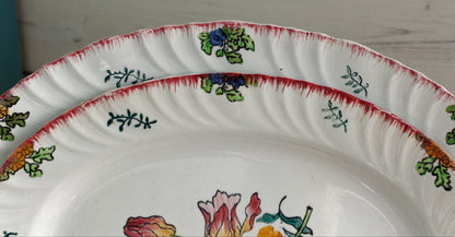 MARSEILLE LONGWY French Antique Ironstone Hand-Painted Floral Polychrome Oval Serving Plate Terre de Fer Faience