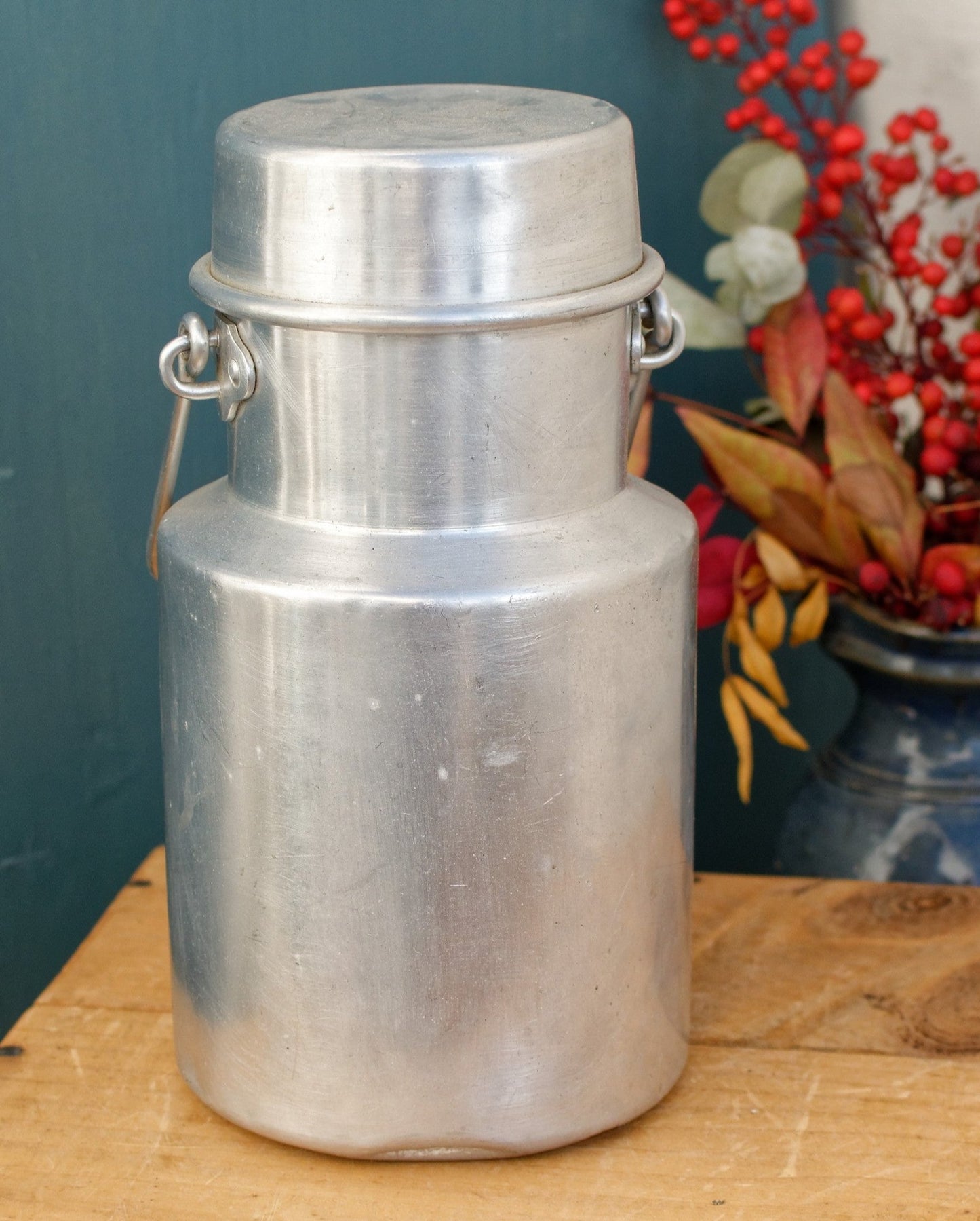 TOURNUS UNIS France 1 1/2 Litres ALUMINUM PUR Lidded Milk Churn Pot Pail French Farmhouse Decorative Milk Pot Made in France