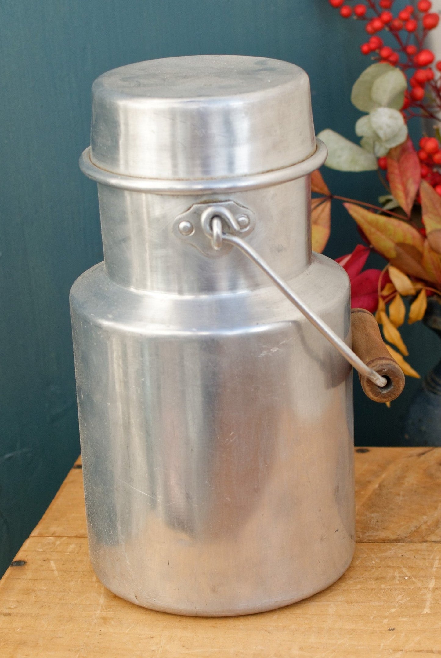 TOURNUS UNIS France 1 1/2 Litres ALUMINUM PUR Lidded Milk Churn Pot Pail French Farmhouse Decorative Milk Pot Made in France