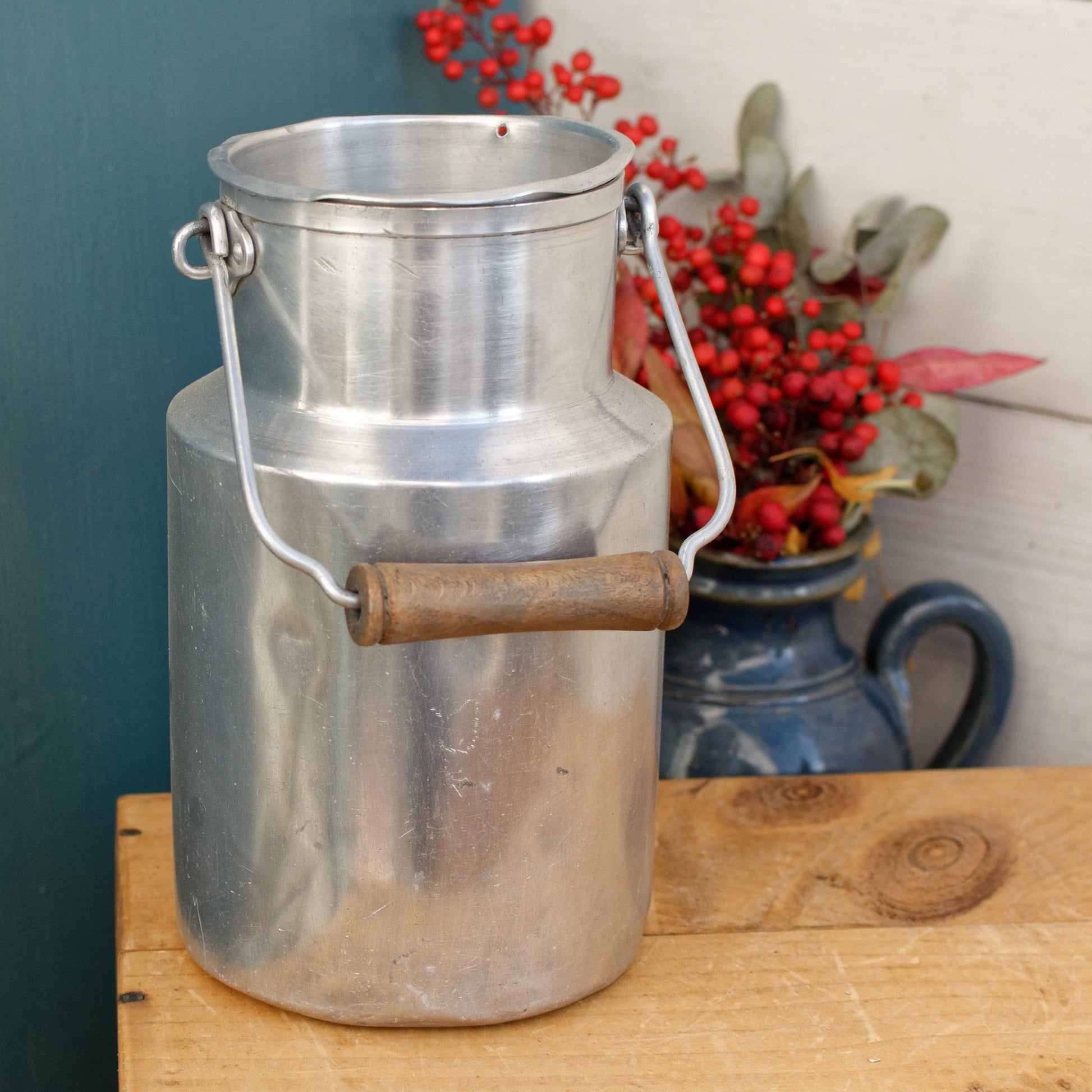 TOURNUS UNIS France 1 1/2 Litres ALUMINUM PUR Lidded Milk Churn Pot Pail French Farmhouse Decorative Milk Pot Made in France