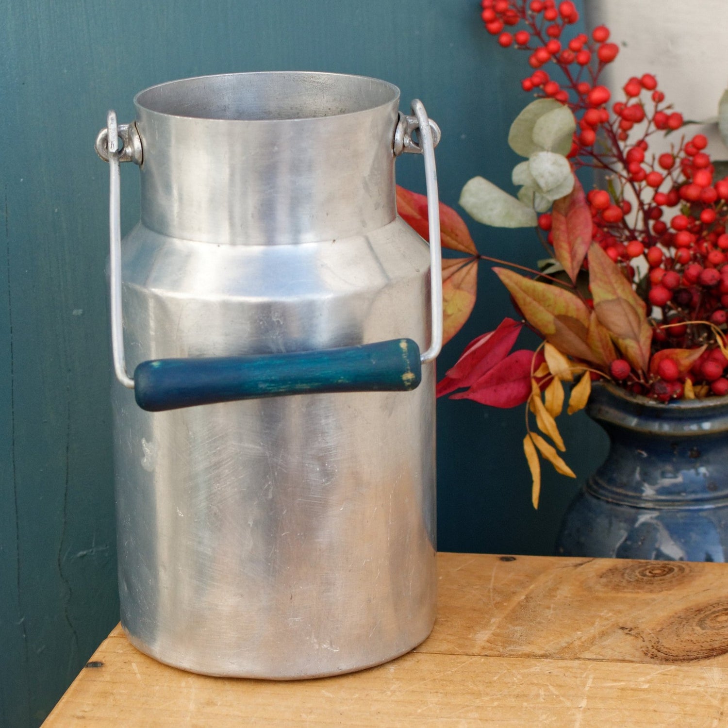 French Vintage ALUMINUM PUR Milk Churn Pot Pail 1 1/2 Litres French Farmhouse Decorative Milk Pot  Made in France