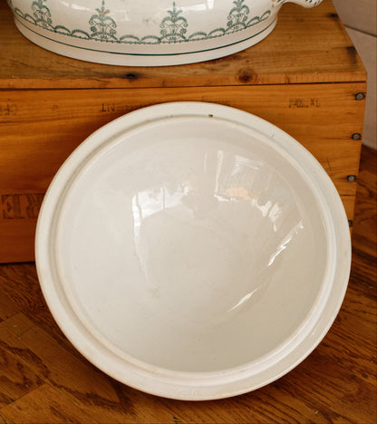 1890/1900年代～「エグランティーヌ」スタイルモチーフ ONNAING～フランスアンティーク アイアンストーンレッドトランスファーウェア スーププレート～テール・ド・フェール