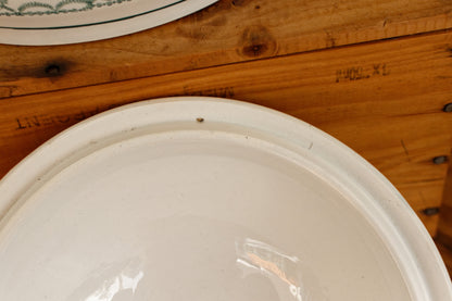 1890/1900年代～「エグランティーヌ」スタイルモチーフ ONNAING～フランスアンティーク アイアンストーンレッドトランスファーウェア スーププレート～テール・ド・フェール