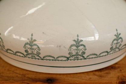 1890/1900年代～「エグランティーヌ」スタイルモチーフ ONNAING～フランスアンティーク アイアンストーンレッドトランスファーウェア スーププレート～テール・ド・フェール