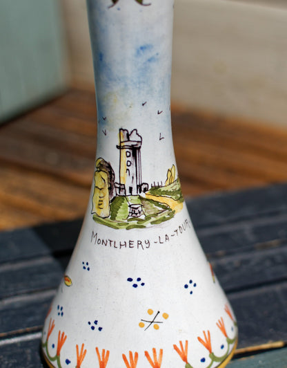 French Vintage Moustiers Terre de fer Faience MONTLHERY LA TOUR Vase