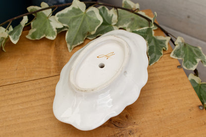 French Vintage Moustiers Ceramic Porcelain CandleStick Holder with Handle Floral Bedside Candlestick Holder Terre de Fer en Faience