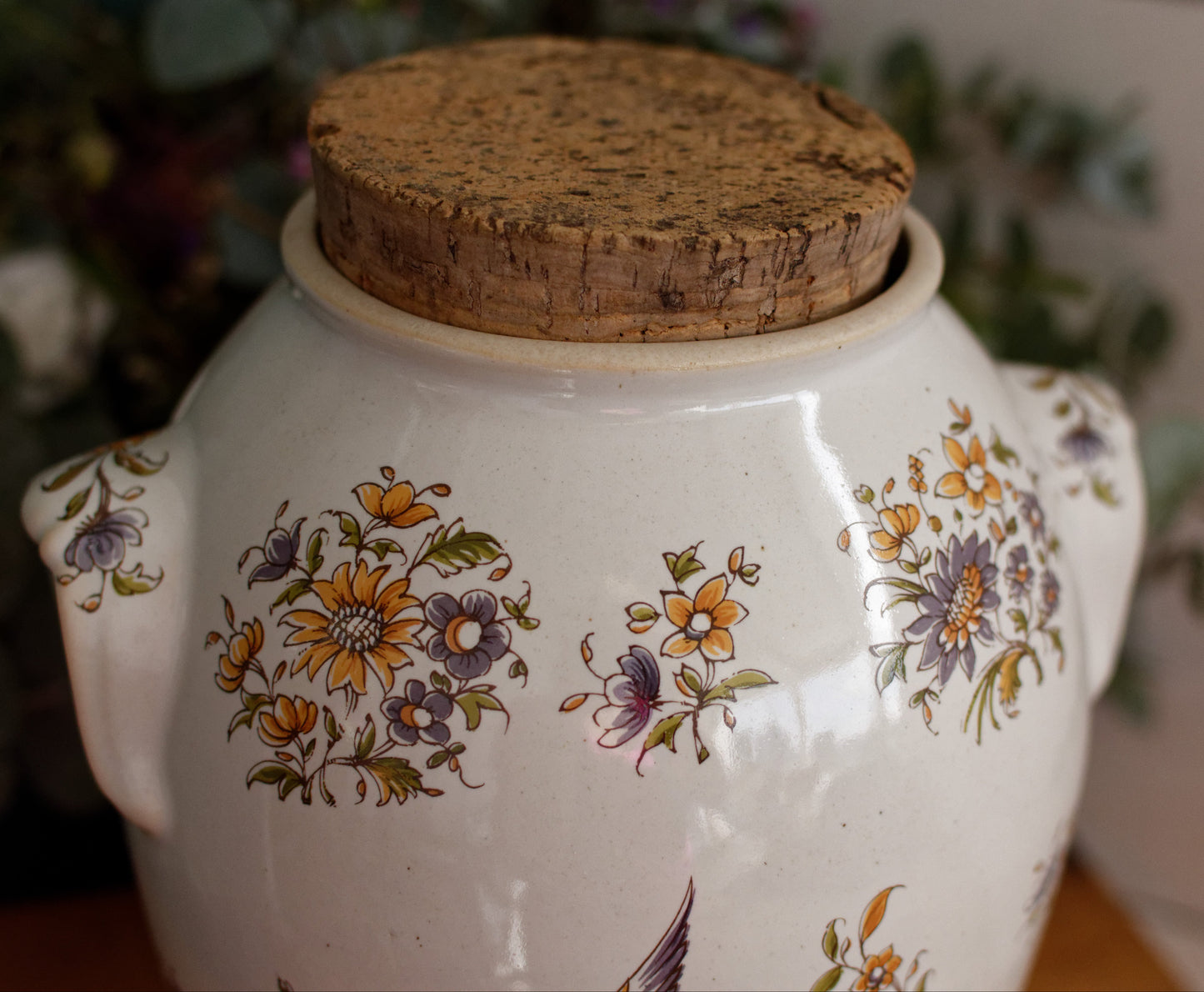 French Vintage Ceramic Stoneware Decor Moustiers Vinager Cruet Dispenser "Vinaigrier" Gres Digoin 2 litre 