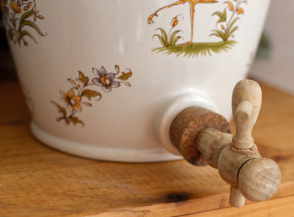 French Vintage Ceramic Stoneware Decor Moustiers Vinager Cruet Dispenser "Vinaigrier" Gres Digoin 2 litre 