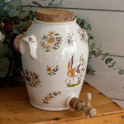 French Vintage Ceramic Stoneware Decor Moustiers Vinager Cruet Dispenser "Vinaigrier" Gres Digoin 2 litre 