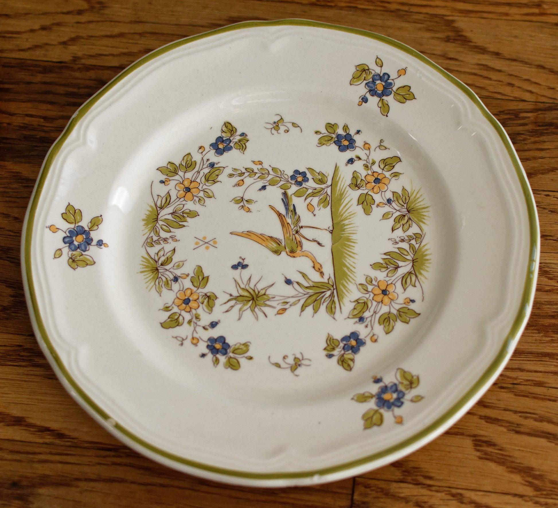 French Vintage Collectible Ironstone Small Plate Moustiers Cléry Terre de fer en Faience
