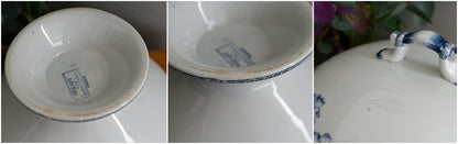 1920s ~ "MOZART" Sarreguemines U&C ~ French Antique Ironstone Blue Transferware Soup Tureen "Soupiere" ~ Terre de Fer en Faience