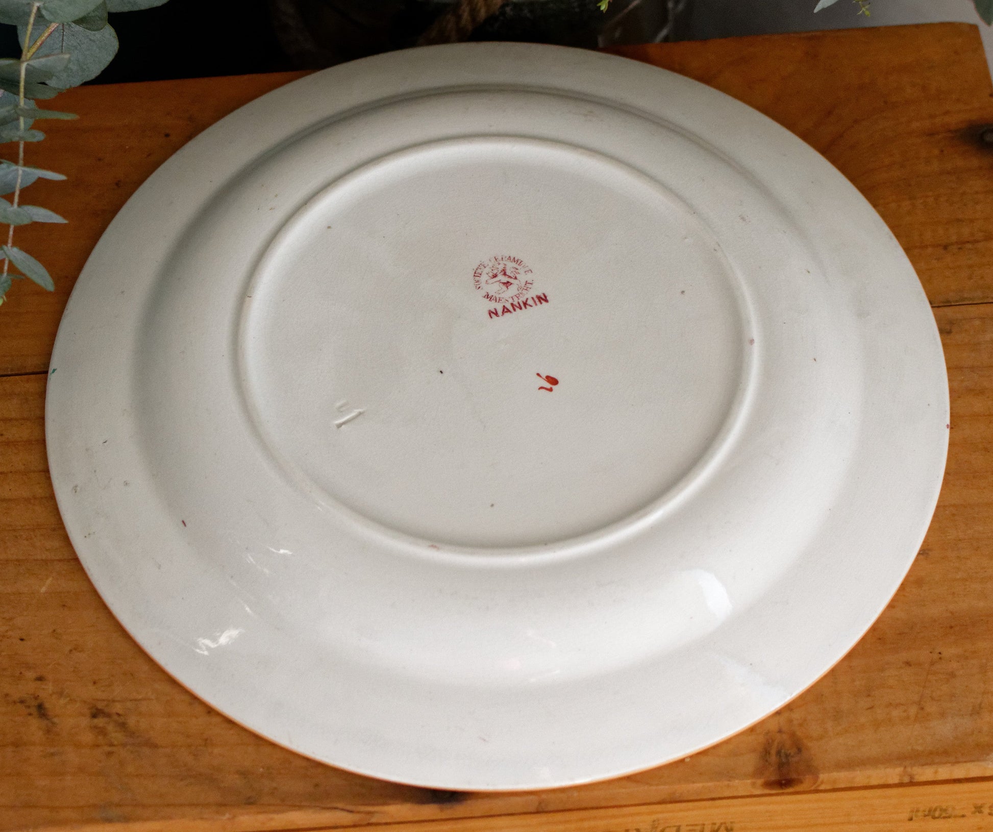 Vintage Polychrome Ceramic Ironstone Dinner Plate NANKIN and was made by famous Dutch maker of Earthenware Société Céramique Maestricht 
