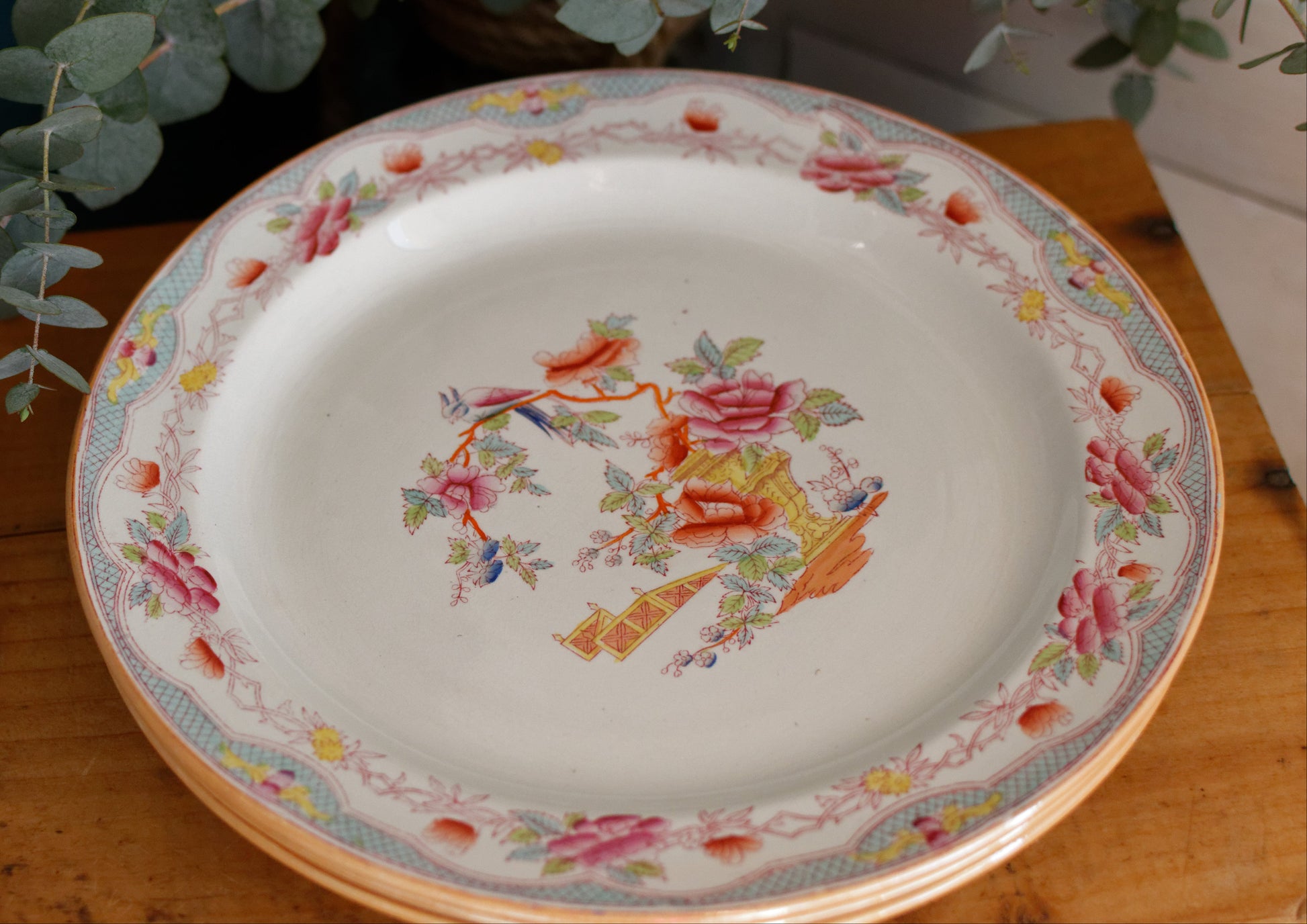 Vintage Polychrome Ceramic Ironstone Dinner Plate NANKIN and was made by famous Dutch maker of Earthenware Société Céramique Maestricht 