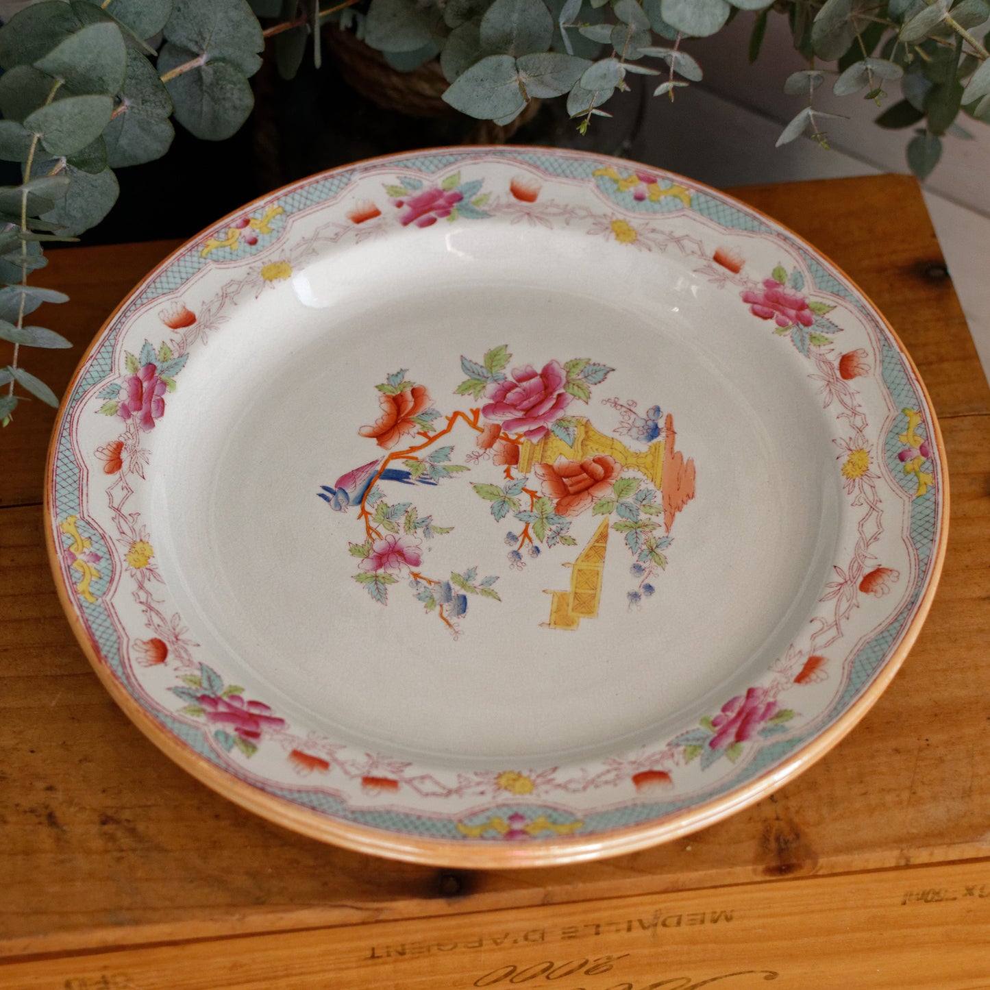 Vintage Polychrome Ceramic Ironstone Dinner Plate NANKIN and was made by famous Dutch maker of Earthenware Société Céramique Maestricht 