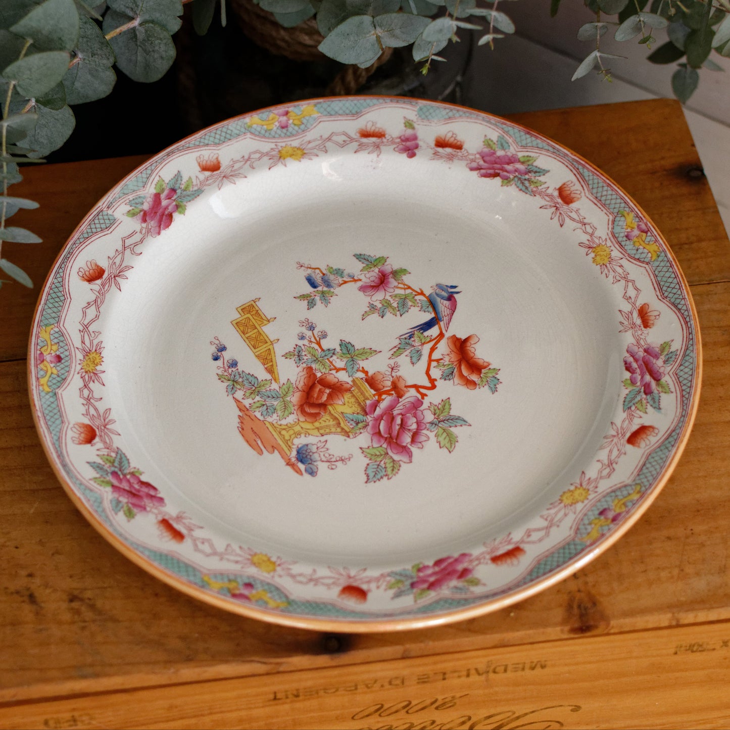 Vintage Polychrome Ceramic Ironstone Dinner Plate NANKIN and was made by famous Dutch maker of Earthenware Société Céramique Maestricht 