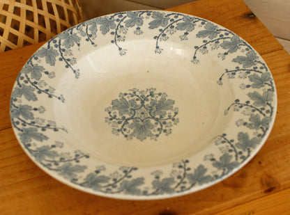1900s ~ "NEVA" K&G (Keller et Guérin) Lunéville ~ French Antique Ironstone Blue Transferware Soup Tureen & Serving Plate ~ Terre de Fer en Faience