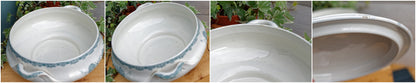 DAISY Motif Nouvelles Usines Ceramiques du Nord St AMAND French Antique Ironstone Green Blue Transferware Soup Tureen Soupiere Terre de Fer