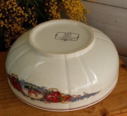 OBERNAI Alsace Theme Henri Loux Scenes Sarreguemines Faienceries French Vintage Antique Ironstone Serving Bowl Terre de Fer