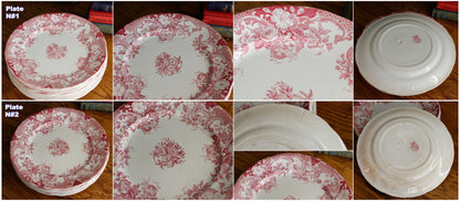 Opaque de SARREGUEMINES French Antique Ironstone Red Transferware Small Plate Terre de fer en Faience