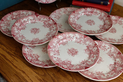 Opaque de SARREGUEMINES French Antique Ironstone Red Transferware Small Plate Terre de fer en Faience