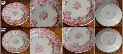 Opaque de SARREGUEMINES French Antique Ironstone Red Transferware Small Plate Terre de fer en Faience