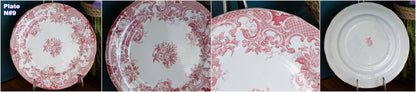 Opaque de SARREGUEMINES French Antique Ironstone Red Transferware Small Plate Terre de fer en Faience