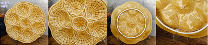 Années 1960 ~ SARREGUEMINES ~ Français vintage BARBOTINE Oyster « Huître » Assiette de coquillages avec 6 puits ~ Made in France