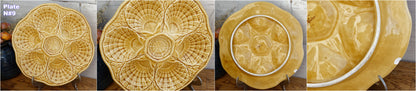 Années 1960 ~ SARREGUEMINES ~ Français vintage BARBOTINE Oyster « Huître » Assiette de coquillages avec 6 puits ~ Made in France