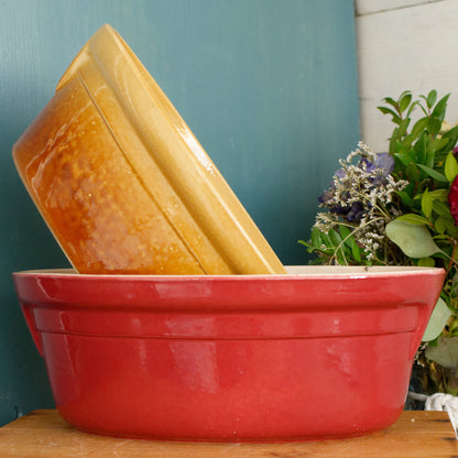 French Vintage Glazed Ceramic Stoneware Oval Casserole Dish Enameled Sandstone Gratin Pan