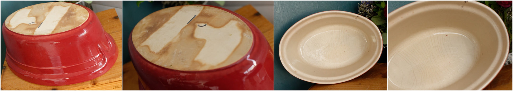 French Vintage Glazed Ceramic Stoneware Oval Casserole Dish Enameled Sandstone Gratin Pan