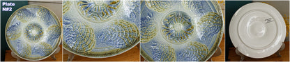 1960s ~ SARREGUEMINES France ~ French Vintage BARBOTINE Majolica Blue Green Oyster Shellfish "Huître" Plate 6 Crab Shaped Wells