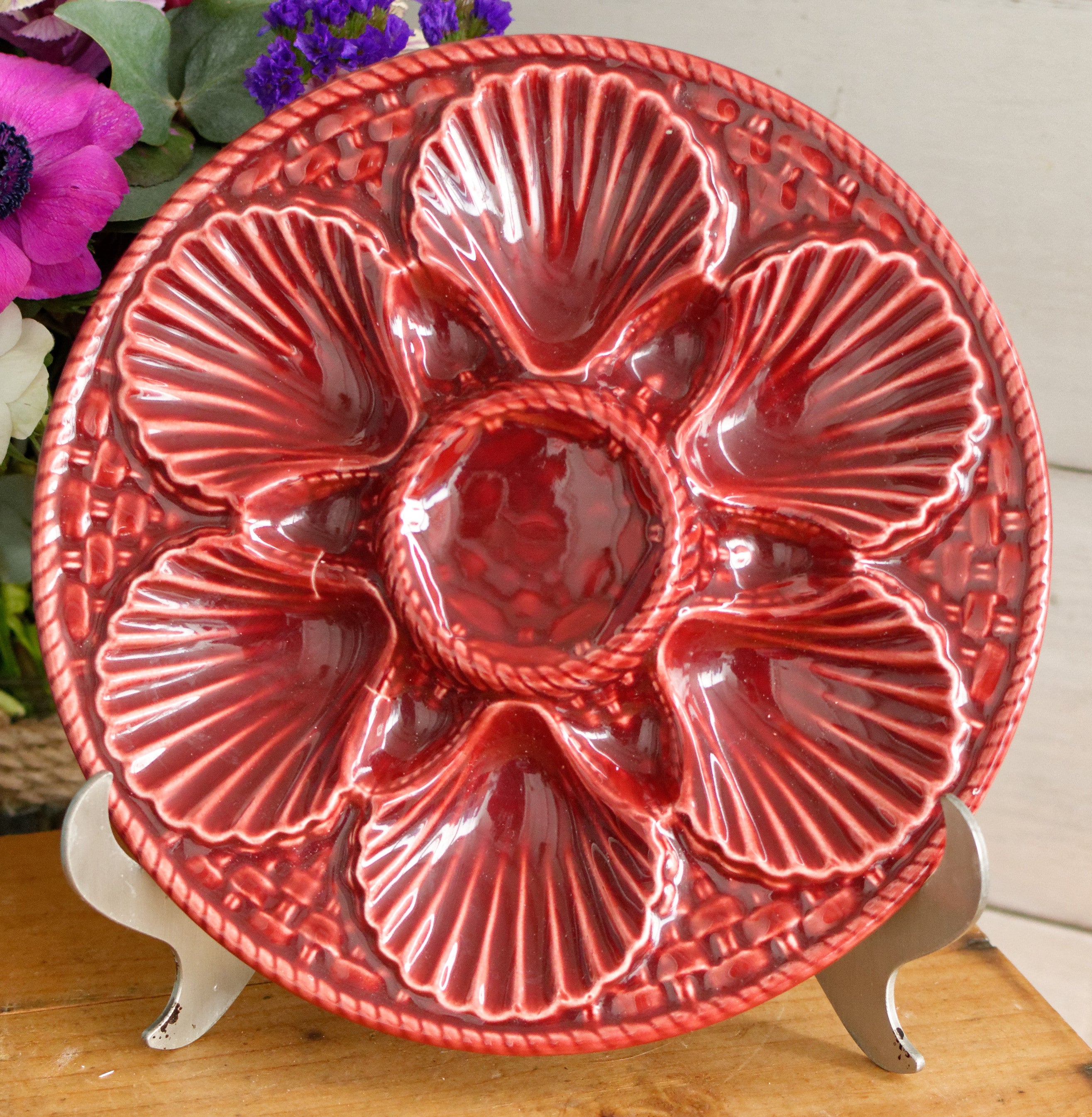 1960s ~ French Vintage BARBOTINE Majolica Oyster Shellfish 